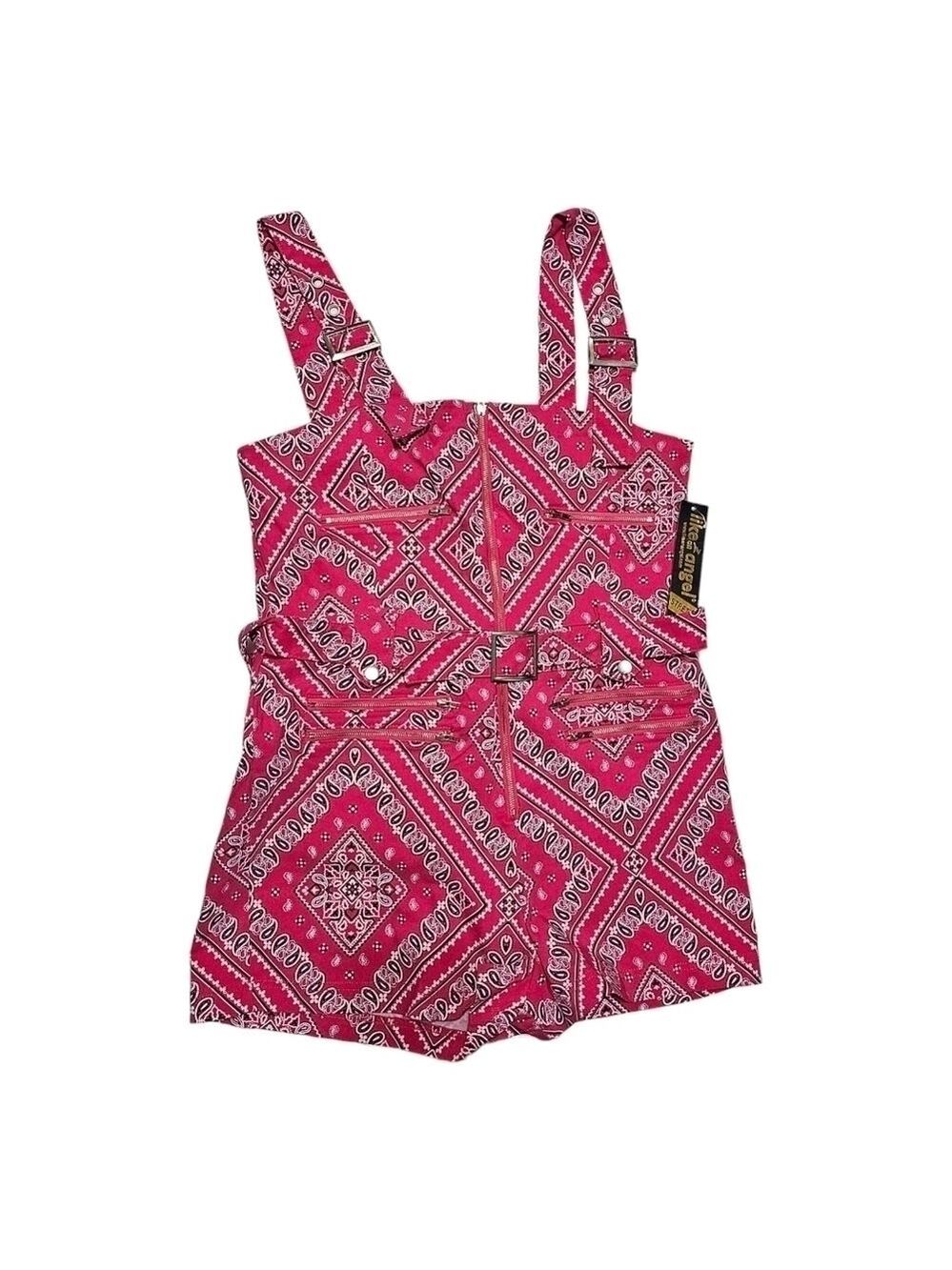 Like An Angel Bandana Print Romper Pink XL Boho Festival